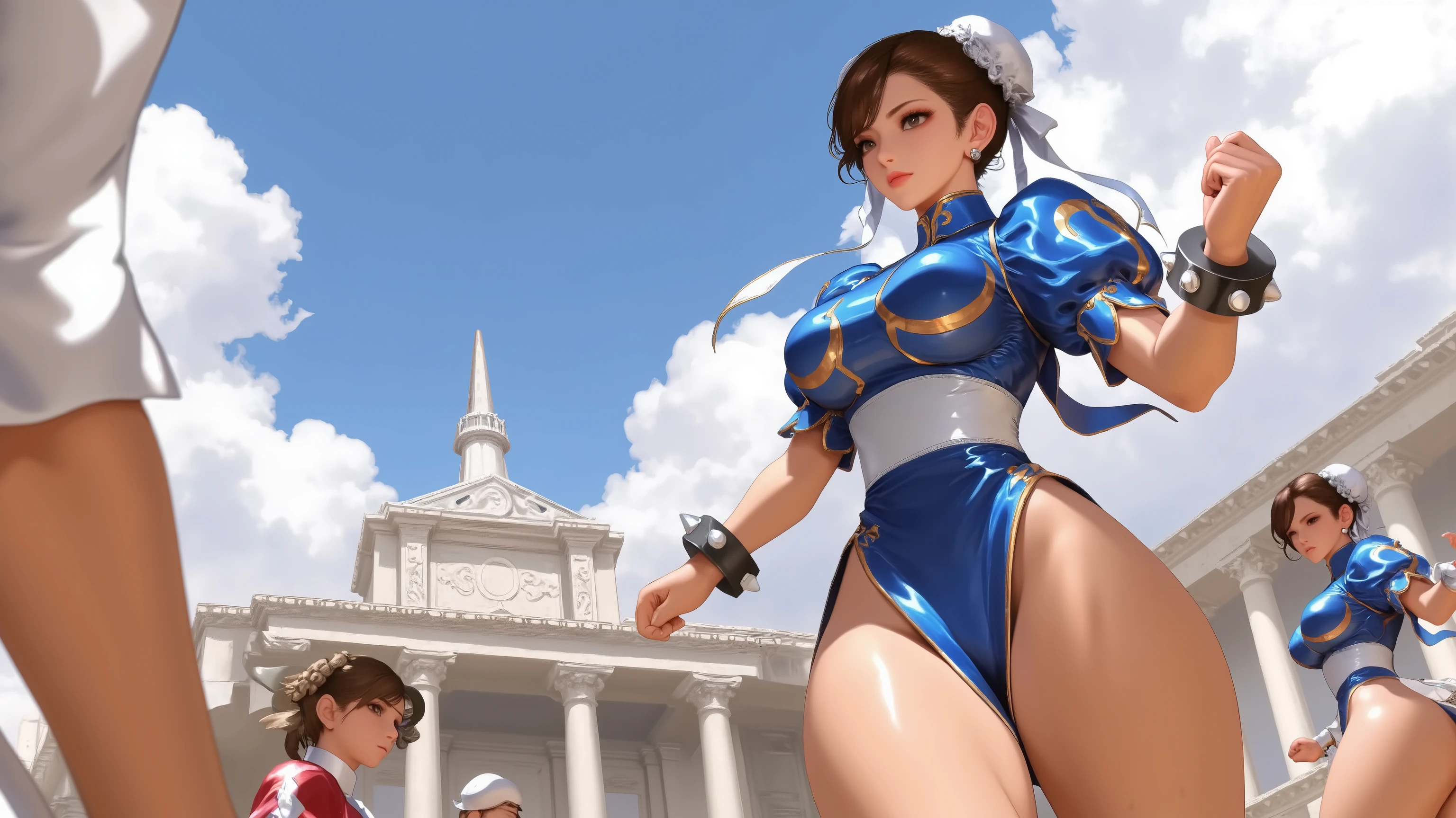 high resolution,Very detailed, Amazing quality ,masterpiece,is very beautiful,digital painting,春麗的 Attack 軌跡,looking out from the front of the audience,daytime,Sky,ruins,Dusk cloud,fighting, stands,clenched fist , Attack ,solo,front, Denim Shooter ,4K,8k,High resolution, masterpiece,Super Detail,realistic,Photo Grade,HDR,UHD,studio lighting,Ultra-Fine Painting, Sharp focus ,physics-based rendering,Extraordinary Detail Description,major,Vivid Color,Bokeh