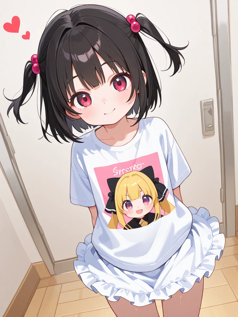 masterpiece, best quality, (little girl:1.3) ,T-shirt ,white skirt
twintails,very long hair, blue eyes, blonde hair, standing ,
<lora:TSZM:1>