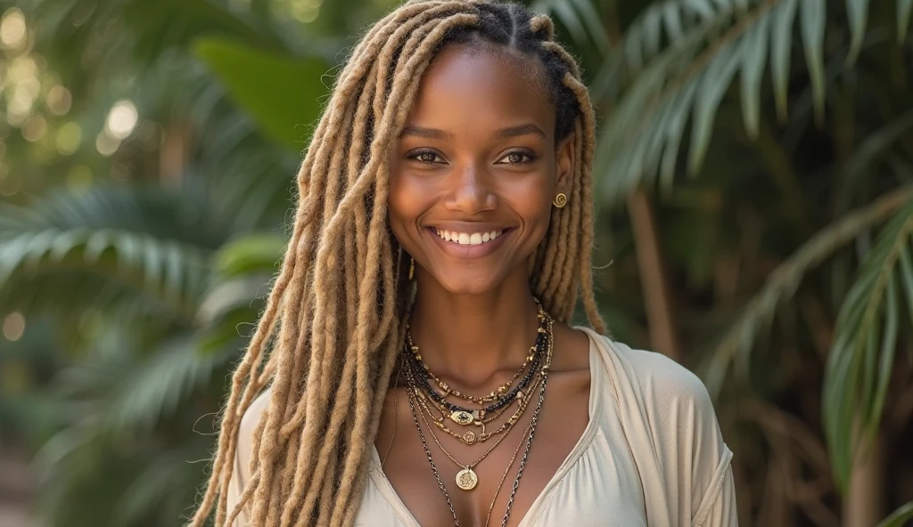 Gere imagem realista de uma mulher jovem (Brazilian descent), sexo feminino, cabelos africana cacheados, emerging from the waters, blusa branca, molhada, drops of water flowing through the image, olhos verdes claros, bem definidos, great quality and sharpness. Superior high definition quality of the costume and facial expression, are notable, resultando em uma imagem visualmente impressionante e realista. The image should resemble a natural and realistic representation of a human being. ar 16.9 --auto