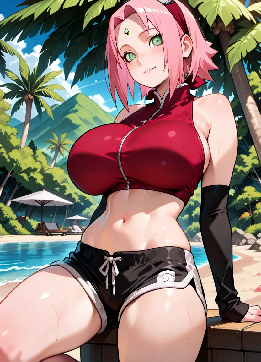 NSFW, (girl),((optimal quality)), ((Masterpiece)), (A detailed: 1.4),face red,perspire,showing niples, fully naked,The ultimate masterpiece,(fidelity:1.2),(sexy),open air bath, (Huge chest), Open crotch, Open legs, (Smooth: 1.1), (Cutes: 0.9), (shiny: 1.1),, slim waist,, red lips, lust face, sakura haruno from naruto anime