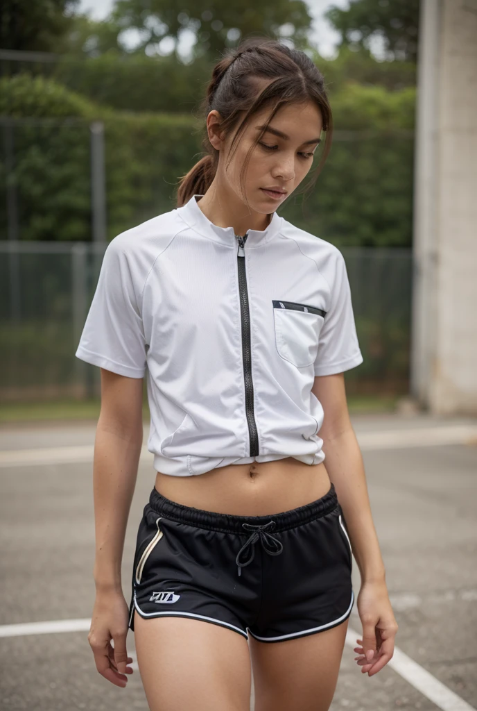 anamr,balderunner,rainy,wearing wet white long shirt,neon city
