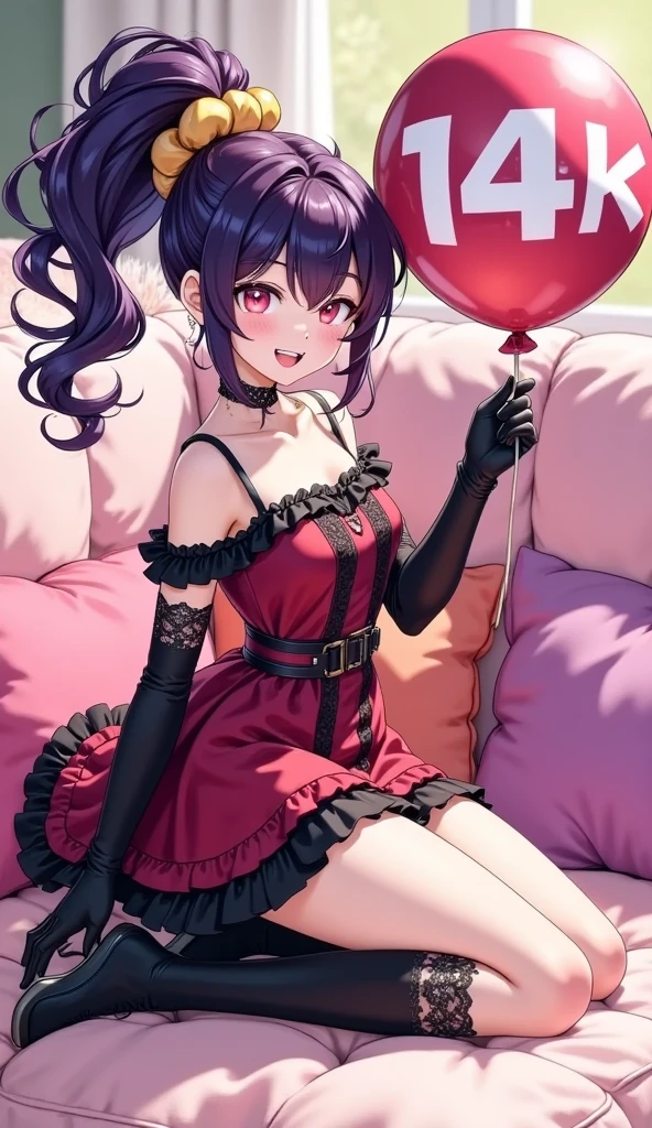 there is a little girl holding a giant red heart shaped pillow, full heart - shaped face, unknown artist, queen of hearts, heart eyes, chibi, the queen of hearts, ???, a still of a happy, little ???, grand!, closeup - view, she is smiling and excited, alanis guillen, artist unknown, red hearts, photo portrait
