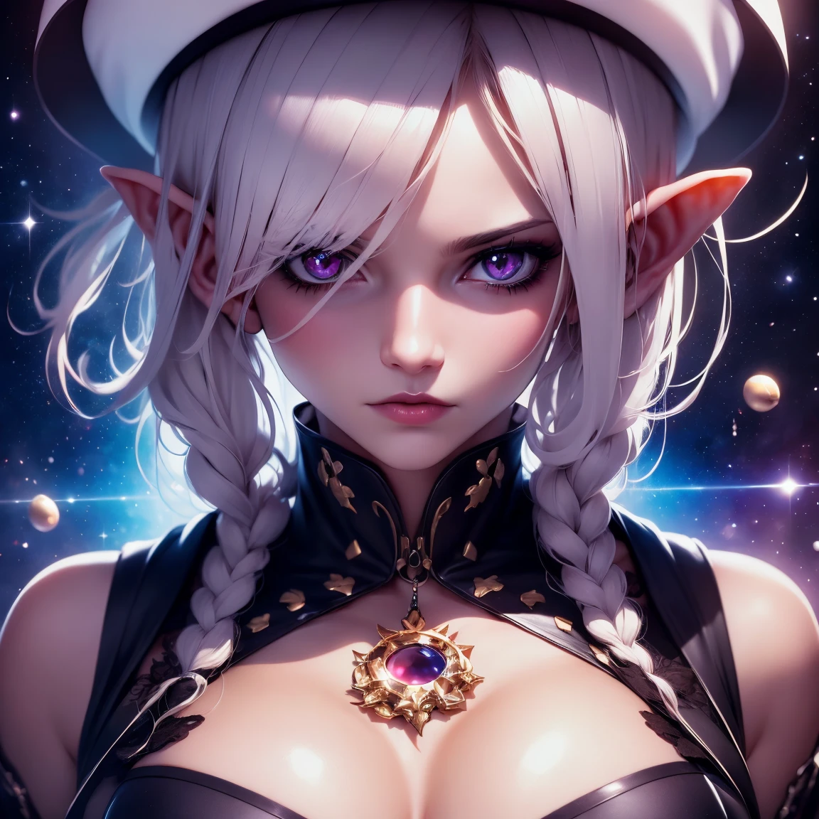 (extremely detailed CG unity 8k wallpaper,masterpiece, best quality, ultra-detailed),(best illumination, best shadow, an extremely delicate and beautiful),(Mana character+Tensei shitara Slime Datta Ken character:1.2),white hair,yellow eyes,white and purple clothing,wooden surroundings, calm expression, Volumetric light.