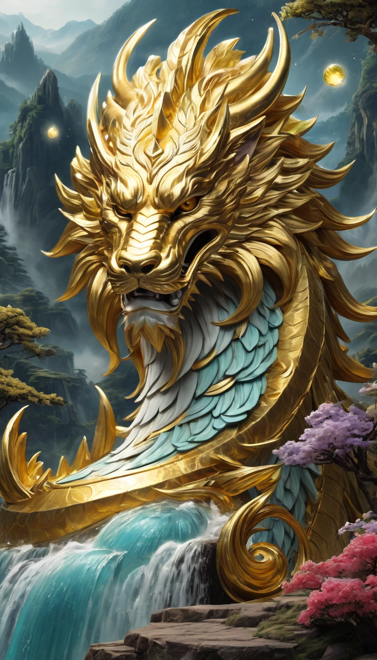 ((Golden:1.4)), (mythical creatures) , (sacred existence), (Mythical Creatures), (myth), (make), (Xuanwu), (Qinglong), (White Lake), (Juke), (Majestic), (Powerful), (Mysterious), (wonderful), (magical), (ether), (It was magic), (sacred), (Majestic), (mythical realm), (Mysterious獣のような風景), (null), (Extraordinary), (magic), (Otherworldly), (Ancient), (eternal), (Majestic), (wonderful), (Awe-inspiring), (universe), (on the null), (mythical creatures:1.1), (wonderful details), (Very detailed), (Bright colors), (ether light), (wonderful scenery), (divine essence), (attractive), (mythical atmosphere), (masterpiece:1.2), (Very detailedな), (Inspired by God), (wonderful), (ether beauty), (mythical storieysterious legends), ((in front:1.4))