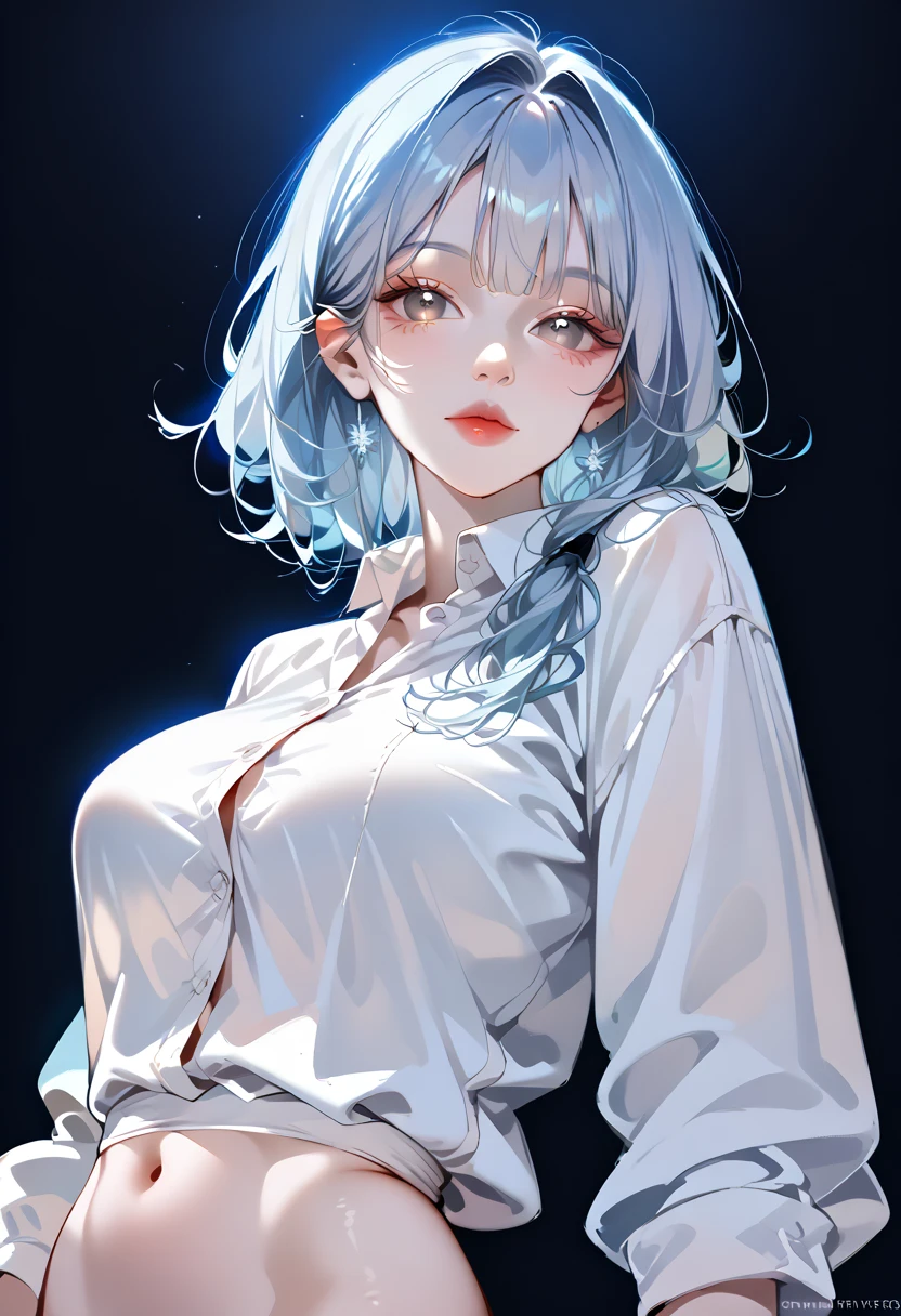 Become a woman。Short-haired woman with silver hair。Has blue eyes。I'm not feeling well and I'm sleeping。I'm in bed。It is an anime-style illustration。Beautiful with the best image quality。