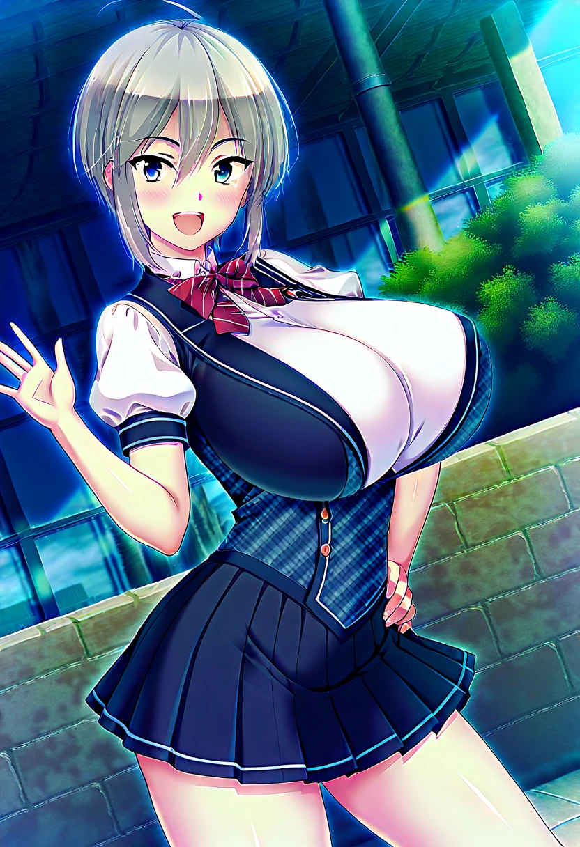 Cinema Lighting、Highest quality、Residential area at night、high school girl、whole body、Huge breasts、(Kitagawa.Marine)、orgasm、Embarrassing、アングルはrandomです、Sexy pose、random、Sexy look