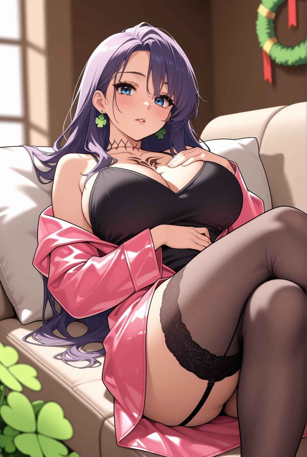 Anime girl sitting on washing machine in pink top and black stockings, hyuga hyuga, seductive anime girls, hinata hyuga from naruto, nico robin, beautiful anime girl crouching, touching her clothes, beautiful alluring anime teen, Fully clothed. painting of sexy, drawn in anime painter studio, rumiko, ecchi anime style,Big breasts!!, the breasts are large,It shows a delicate and slender figure and beautiful curves