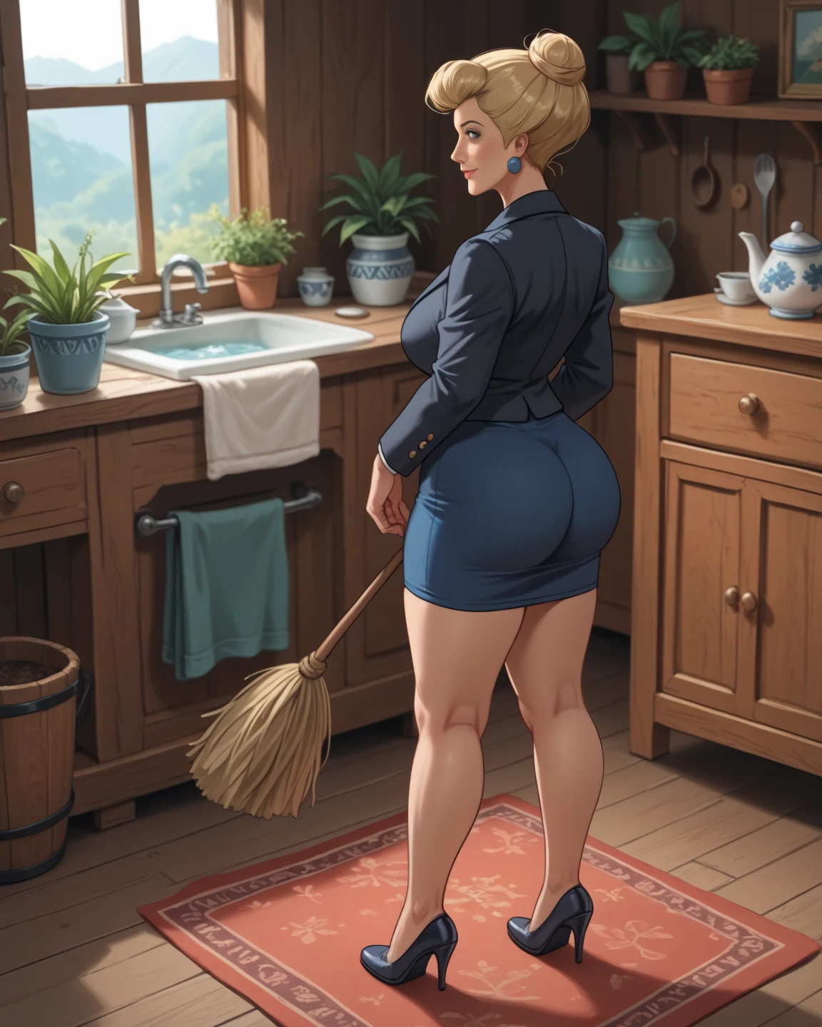 ((A male blond version of cinderella wearing short minimerotic dress)), NSFW, hentai, ((he is obediently cleaning the floor his ass up in the air)), ((artstyle inspired by Ppatta’s hentai yaoi comics)), ((fairytale cottage background)), ((male cinderella)), ((seductive housework)), ((step father spanking male cinderela’ss but so hard because he cleaned up badly)),