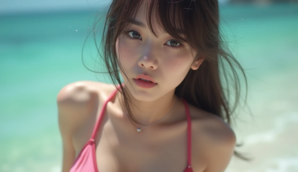 NSFW、Panoramic viewing angle、Pussy Real、Breast Real、Mastepiece, It is high resolution., 16K resolution, Anime Women,Detailed digital illustration、Folded ponytail、Long Hair、Wavy Long Hair、Detailed eyes、Shiny Hair、((naked:1.6))、Very beautiful woman、The eyes are double, Normal chest、Bust A cup、high resolution, High quality、Detailed background、((A beach crowded with boys:1.4))、((2Book Arms、Four fingers, One thumb))、((Two Legs、Four fingers, One thumb))、Very beautiful and beautiful woman、masterpiece、A kind smile、(((Having sex with a gentleman from below in front of the boys:1.6))),(((Creampie:1.6)))、(((Licking the penis:1.6)))、(((Cum in mouth:1.6)))、(((Orgy:1.6)))