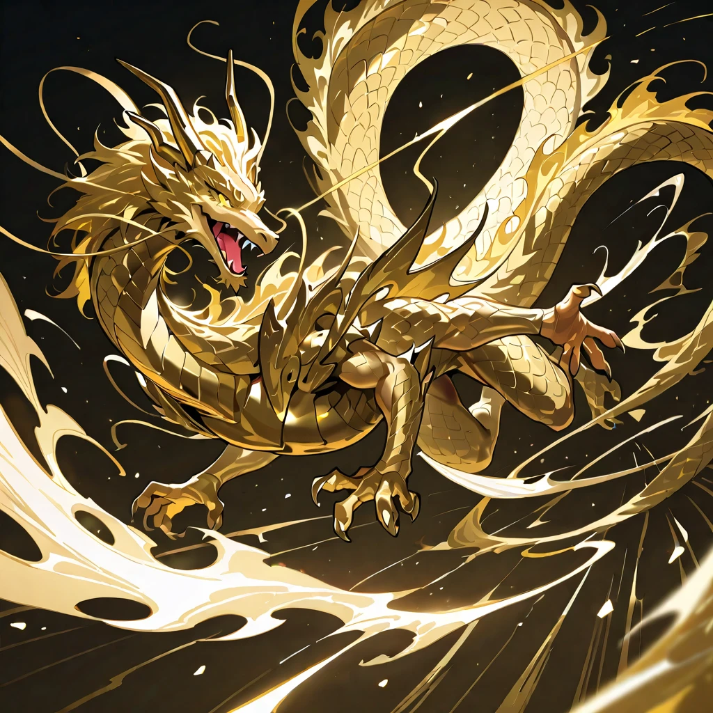 logo、masterpiece、(White background:1)、Golden Chinese dragon surrounded by white clouds、god々々Hello、Wind、god々、Long undulating body、tooth、Upper body、Fantasy、god話、high quality、Very detailed、masterpiece、narrative poem、Particle Effects、Dynamic Effects