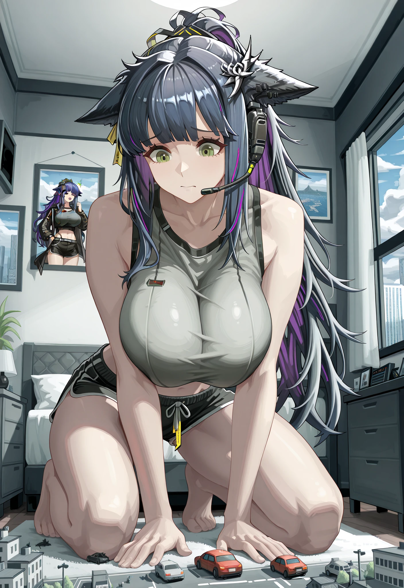 score_9, score_8_up, score_7_up, source_anime, wrnchqupgr, high quality, masterpiece, (1girl), 1boy, pov, , , black dress, cowgirl, sex, asphyxiation, black hair, multicolored hair, green hair, human-onahole, vaginal, gigantic penis, ((deep penetration)), empty eyes, outdoors, night, stars