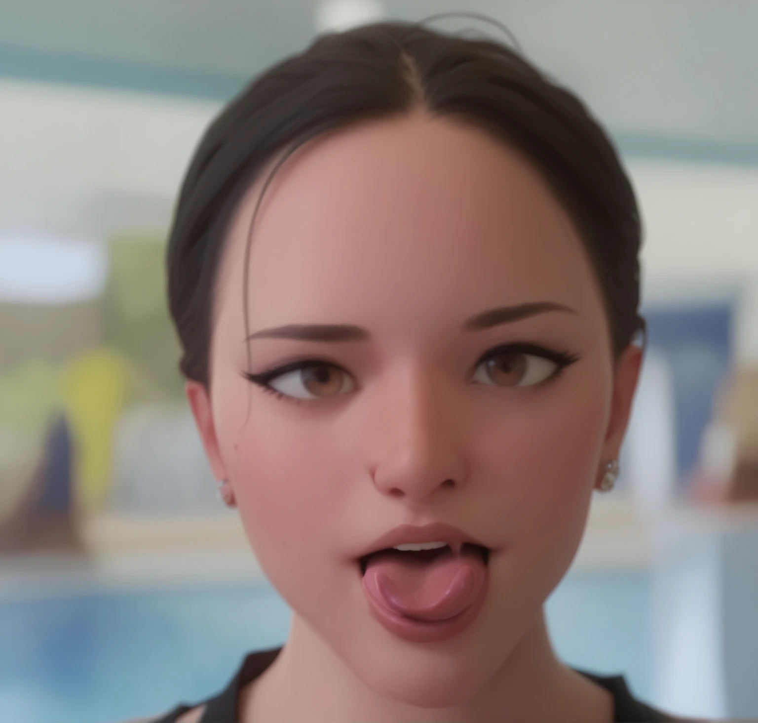 score_9_up, score_8_up, score_7_up, 1girl, solo, mature female, ((Ana de Armas))(((highly detailed face)))(((clear eyes))), (((brown wavy hair))), green eyes, pink lips, parted lips, fit slim body,((perfect very small erected breast)), (((black tank top, tight red thong,))), ((modern villa with pool on background)), ((highly detailed perfect straight face with cheekbones)), perfect model body, near the pool, kneeling and doing perfect blowjob to man, holding penis in her hand, penis in her mouth, licking penis, sucking penis, from above