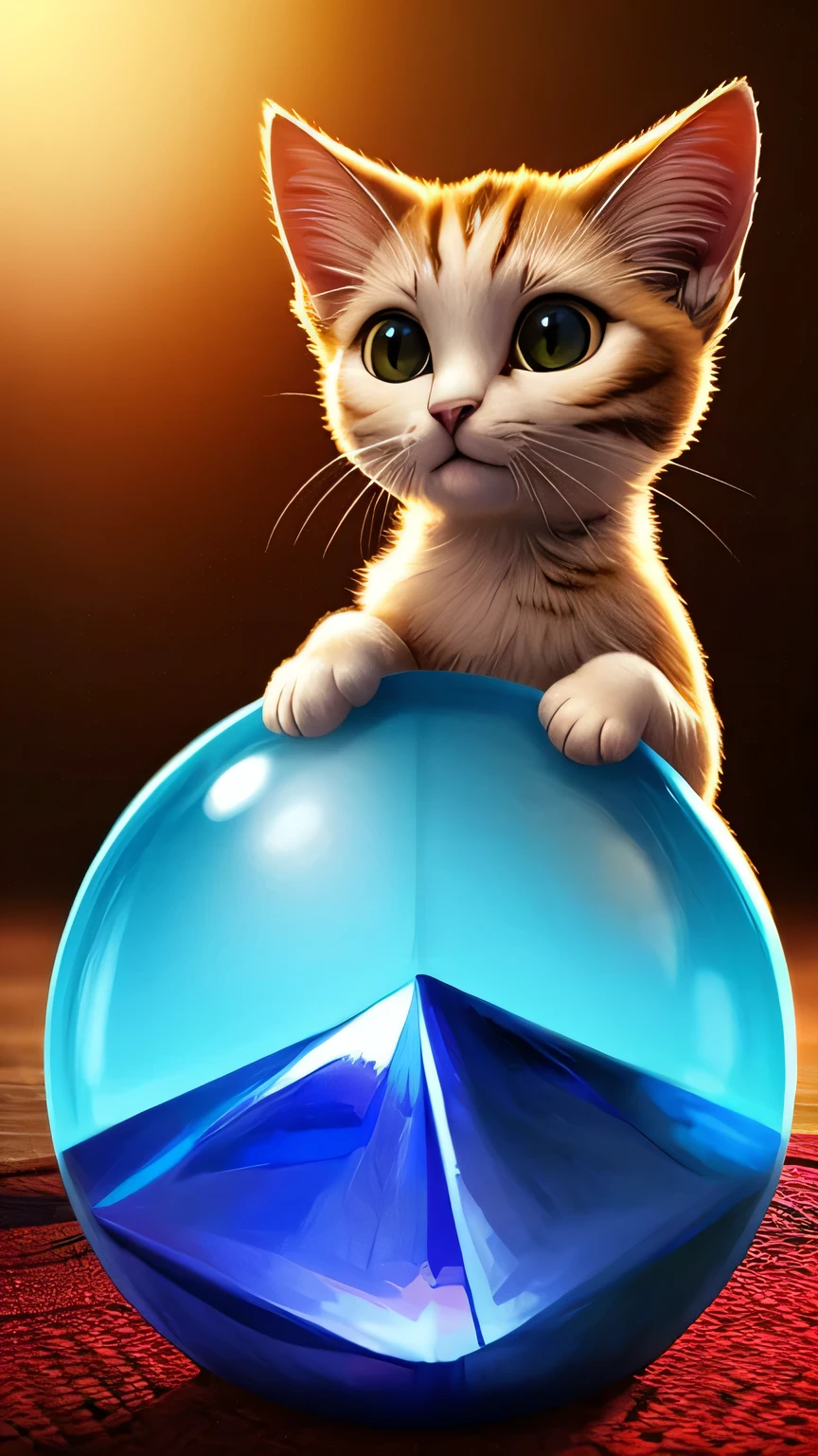 Night Sky A woman playing with a crystal ball with a cute kitten on the table, Urop and Rothrand, by Rudy Siswant, inspired by Rudy Siswant, adorable digital painting, Woman and cat, Ross Tran and Urop, ultra realistic 3d illustration, Fortune Teller, digital art. Photorealistic, highly realistic digital art, an arafe girl sitting on the ground with her little cat on her lap, Realistic art