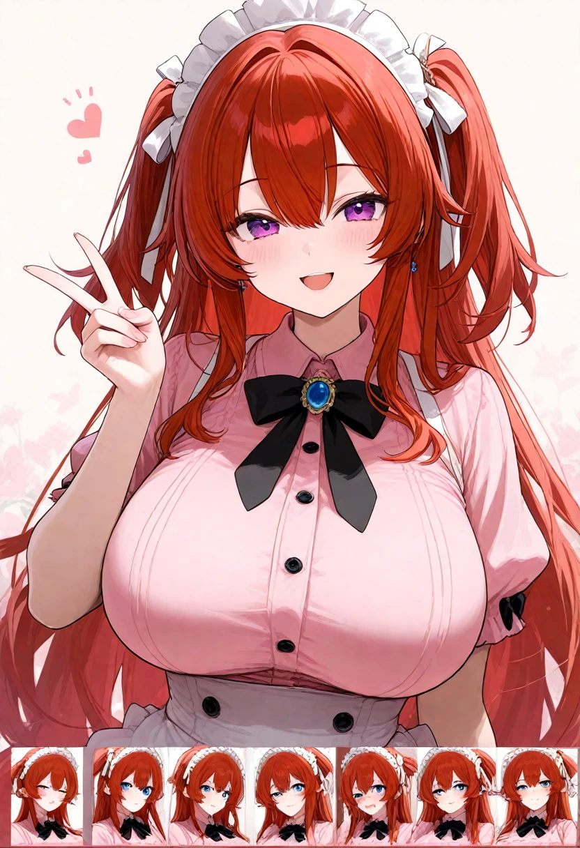 nsfw, masterpiece, best quality, masterpiece, kanizawa kani, virtual youtuber, antenna hair, red hair, purple eyes, blue sailer collar, thighhighs, sleeveless, sleeveless shirt, pink hairclip, white hairclip, red dress, red skirt