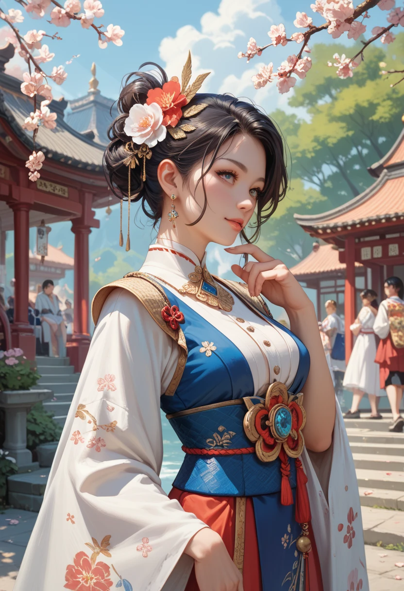 girl alone，OK，shave your shoulders，pine drum，The pleats of the shirt are faded，There is a legacy of spring sleep。Han Feng， 8k，emphasize，Depth of field - automatic