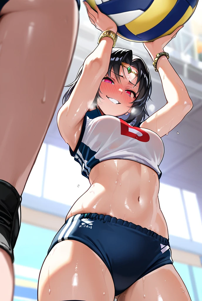 1 female,Suguha Kirigaya,white sailor suit,short sleeved,croptop,