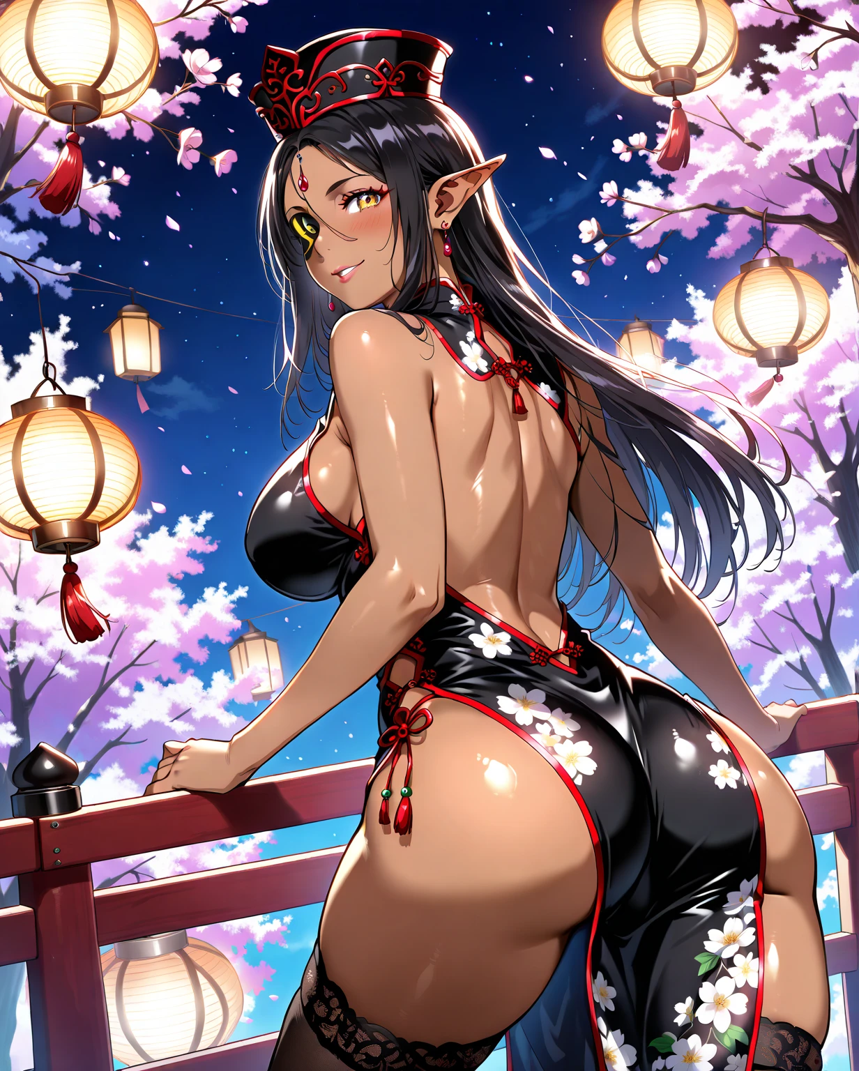 nsfw, masterpiece, extra limbs, 1goddess , age fifties woman 2600 years old, ((white absurdly long hair blunt bangs hime cut pubic hair)),(((tareme rose eyes))), large breasts large areolas fat body beautiful breasts, (((happy))), from behind,crawl on all fours,pregnant,pale skin,raven wings,japanese shrine miko,japanese shrine,night