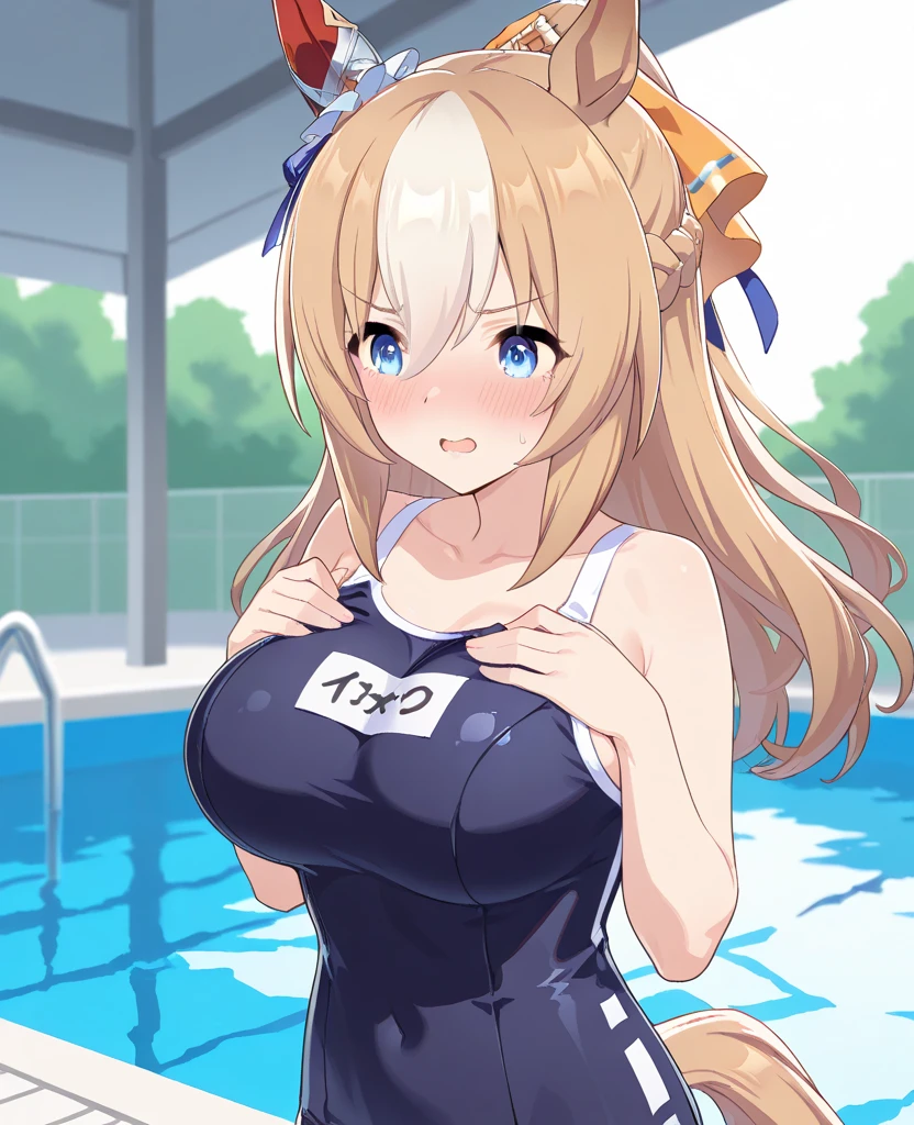 ((Breasts spilling out、School Swimsuit))