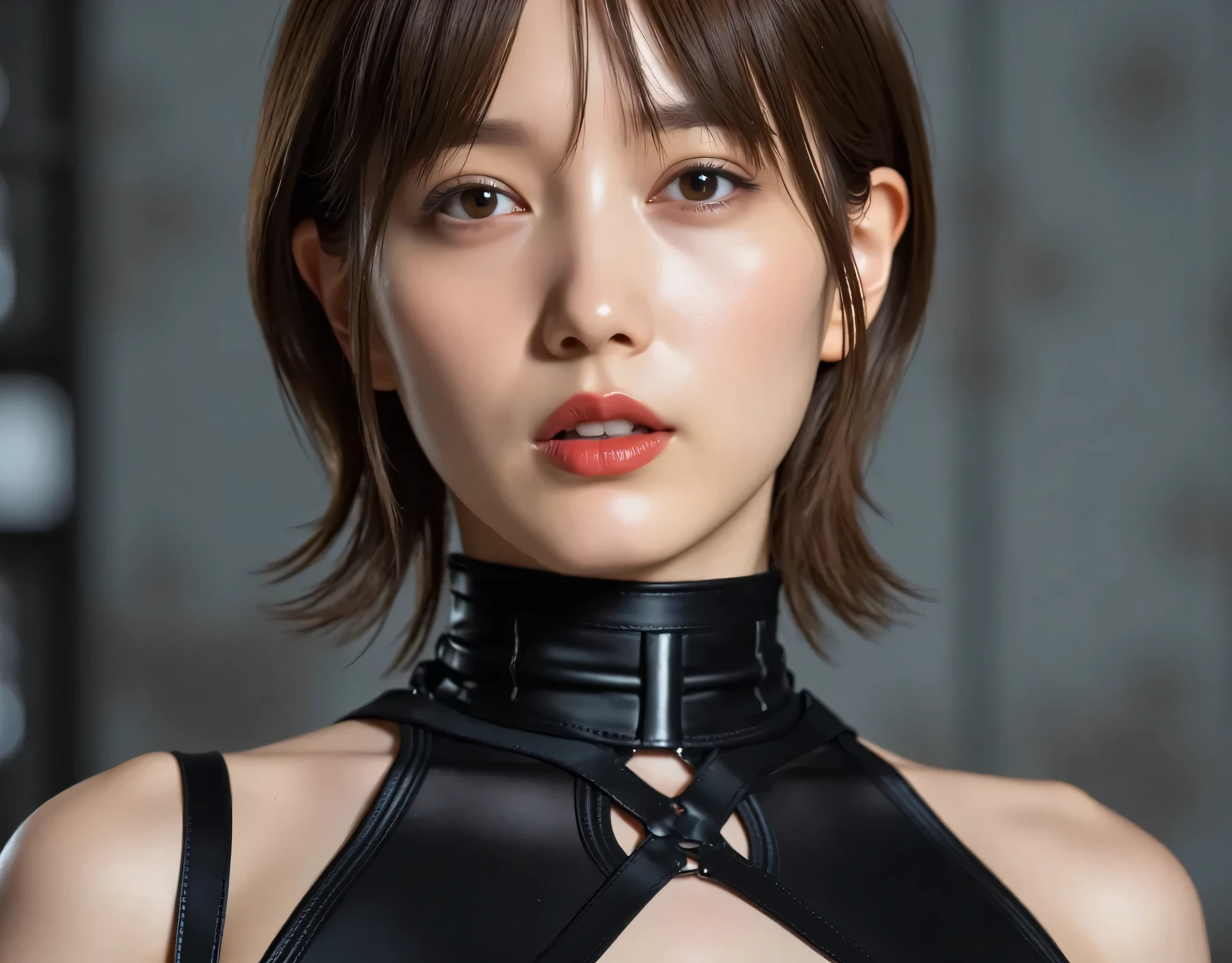 (((A smoky battlefield at dawn:2.0))),(((HR Gigger-like cyberpunk Atmosphere:2.0))),(((rugged assault rifle:2.0))),A woman is hugged by a faceless old man,(sexual expressions:2.0),(Beautiful well-balanced face :1.7),(((bright red lipstick:1.7))),(wavy dark hair that exposed muscles:1.5),(Beautiful Eyes:1.3),glamorous shot of a 20-year-old Japanese woman,beautiful slender body,((Model Body:2.0)),((slim body:1.7)),perfect body line,ideal proportions,((Big breasts:2.0)),((スリーサイズ90-58-86:3.0)),((F cup breasts:1.5)),big ,Bare thighs,(Sensual Thighs:1.7),delicate body,(Glutinous meat:1.7),Harmonious posture,((Realistic breast depiction :1.7)),Carefully Depicts Limbs Based on Perfect Anatomy,((futuristic samurai style black super high-leg leotard with harness:2.0)),((unbelievably super high-leg leotard with lower breasts sticking out:2.0)),((((Super Hi-leg Leotard That Dived Intensely:2.0)))),((Tactical Holster:2.0)),(Gloves:1.3),((((Coarse mesh fishnet stockings:2.0)))),((, military coat-like black kimono with an open front over a leotard:2.0)),Concept Art,(top quality:1.5),(masterpiece:1.5),(超高Resolution),Resolution,UHD,(delicate depiction),carefully drawn,32k,((realistic skin texture:1.5)),((pale skin:1.7)),(((super realistic:1.5))),carefully drawn eyelashes,very detailed face,highly detailed female hands, Sexy appearance ,very sensual,(Blurry, dim background:1.5),PROFESSIONAL PHOTOGRAPHY,(Cinematic Lights:2.0),((Blade Runner Style Lighting:2.0))
