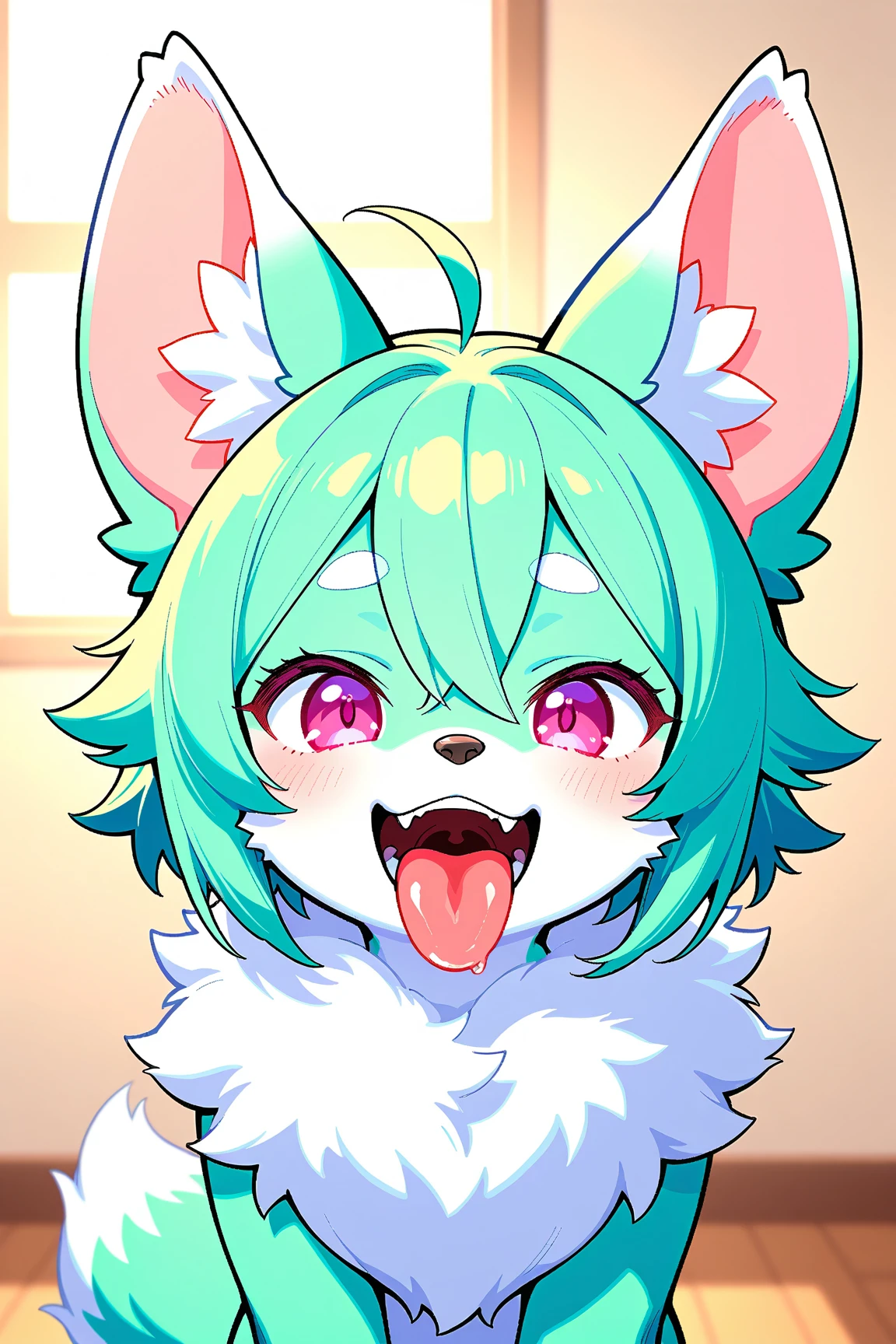score_9, score_8_up, score_7_up, Emote, high quality, high res, highly detailed face, white background,
Purple lynx, furry, eyeliner, eyelished, femboy, kemono, black eyeshadow, long hair, wavy hair, collar, shota, head tuft, shoulder tuft, chest tuft, purple fur, purple hair, fluffy, shirtless, looked pleasured, disheveled, black lipstick, seductive, teasing face, cute fangs, nipples, hair over shoulders, lycanroc, by skeleion, penis,