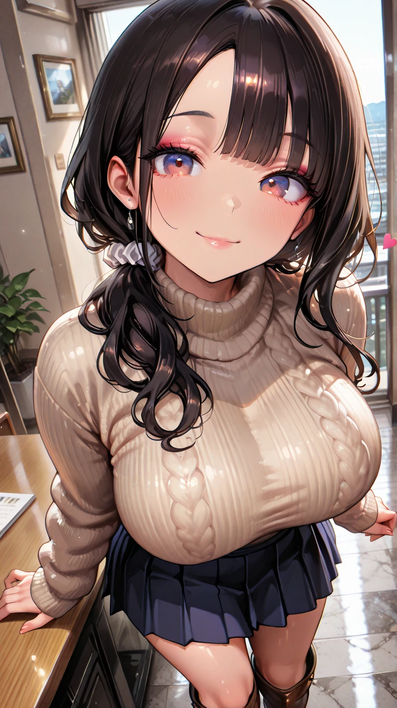 (Best quality, 8k, 32k, Masterpiece, UHD,:1.2),RAW, 1girl,ultra cute , natural lighting,transparent shining eyes, 20yo ,fair complexion,blush, open mouth, laughing, cosy sweater on, ((Closeup shot)), medium breast, smiling, hair ornament, shiny,