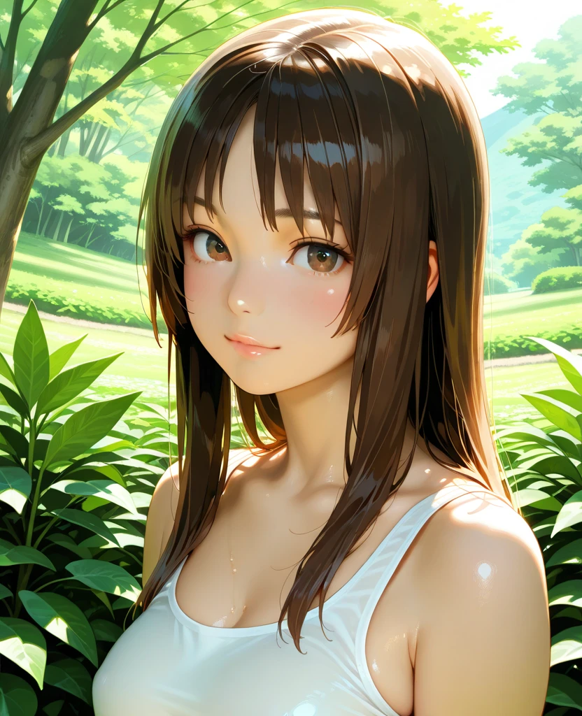 (ultra-highest resolution), (ultra-highest quality), (Very detailed), (Very fine textures and colors), (Very clear), (Natural and precise composition), modern Japanese style, Midsummer Daily Scenery, One cute middle school girl, Perfect face, Sweaty skin, Express the softness of the breasts and buttocks, (Natural and beautiful light and shadow), (Accurate and correct human anatomy)