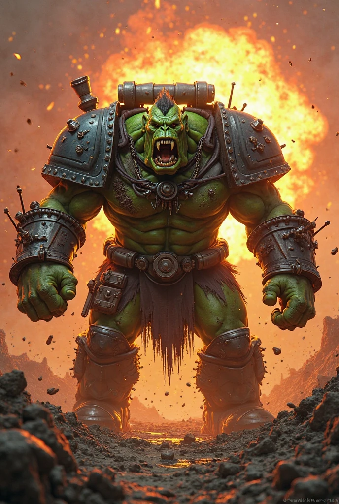 Warhammer 40k ork flipping a table