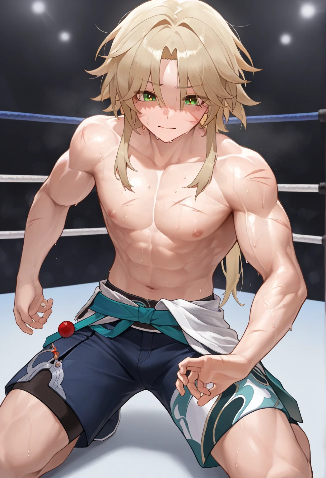 Tied up string torture anime Fight Young people Swimwear return male Yellow muscle thin thin legs Embarrassing