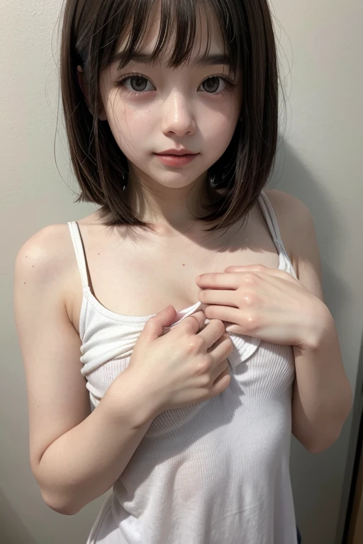 8k,Highest quality, masterpiece, Ultra-high resolution, (Realistic:1.4), RAW Photos, (Real skin texture:1.3), (Film Grain:1.3), (Selfie angle),One girl,Beautiful and detailed eyes and face,masterpiece, Highest quality,close,Completely naked,D Cup,chest,nsfw,Sitting on the bed with legs spread