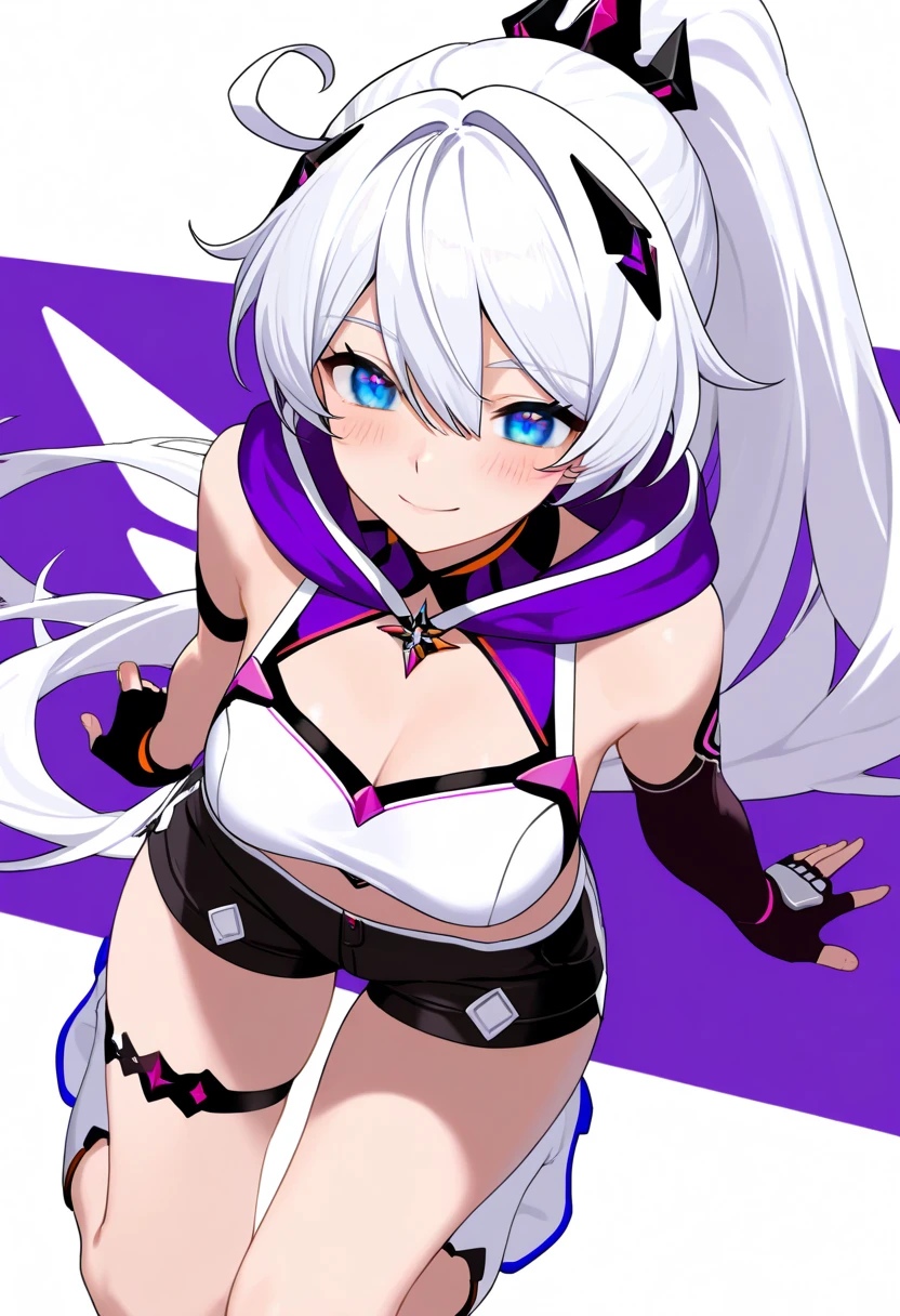 masterpiece, best quality, detailed eyes, black background,
1 anime girl, (cowboy_shot view), thighs,
shiny skin, oily skin, 
[standing straight],
extreme lowleg, very skimpy,
Douluo with multiple purple soul rings, It's a beautiful sister, purple-red color scheme, Known as the azure wolf
(bulky gown), spiked headgear, 
mecha headgear, mecha gear, sci-fi, mecha musume,