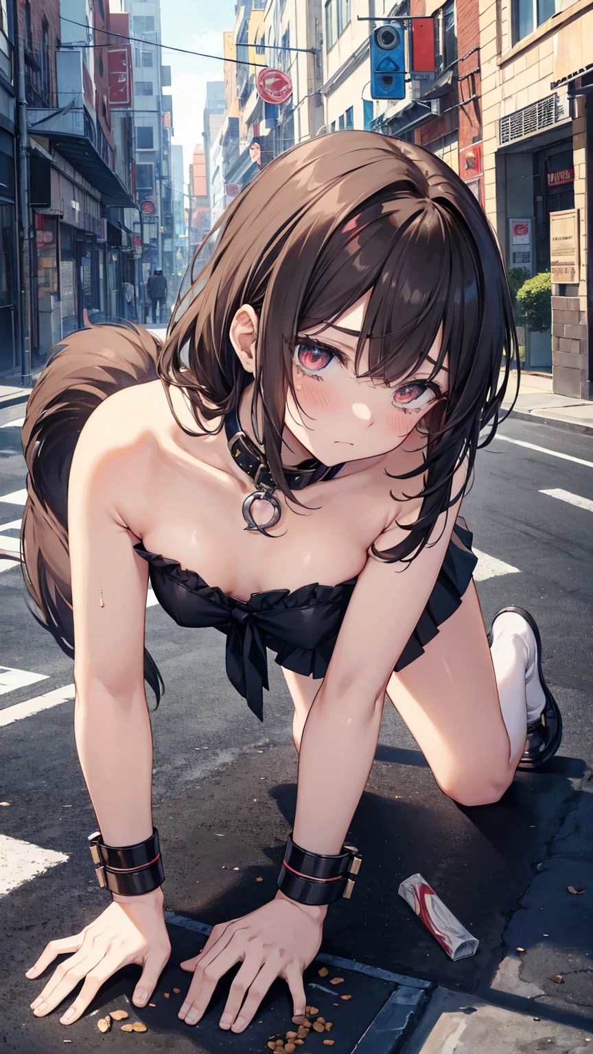 ( Muitas tears) (Mature female furry) (Abandoned on a street) ( voluptuous body) ( tears chorando )(alone Sad Sad crying) usando pantyrose bra sozinha pobre Milf abandonad na rua sozinha triste caída no chão, langerie ,bra , pantyrose,kneeling ,patas(velues的), (brown fur),Long Earings,brown ears, orange eyes, medium hair, breasts big, dark brown elements on leather, bra brilhante, super fine hair, Fluffy tail,black andwhite,scared,desperate,covered in scars,Injured,dark environment,dark environment no chão,under,tears,tying,bleeding,velues,ask for help,