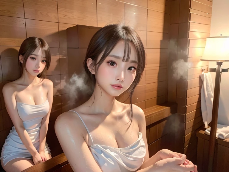 bathroom,bathhouse,bathroom,take a shower, Huge breasts,earrings,necklace,Smile,updo hair,Low-cut,Big breasts,Cleavage,pantyhose,Long legs,Thin legs,Soap bubbles,bath towel,miniskirt,wear glasses,water,Soaked,Wet, necklace,luxurious,Noble,Japan, Red lips,Mirror,wet,dignified,noble,Thin waist,Sitting in the bathtub,Hand Soap