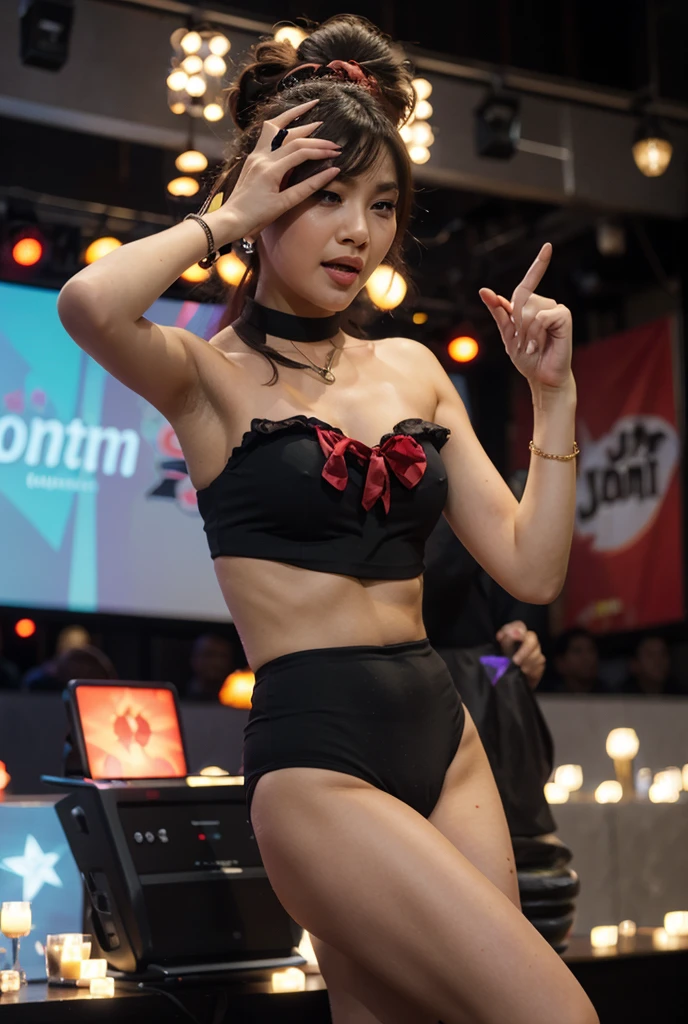 (8k、Raw photography、Highest quality、masterpiece:1.2),(Black Hair、Dark Eyes:1.9),(:1.7)、View your audience,Viewed from the front,White skin,(:1.4)、(Tight waist:1.6)、(Clothes that accentuate the shape of the breasts:1.4)、(Big Breasts :1.6)、Slim figure、Ultra-high resolution,beautiful,beautiful fece,(One person、No background:1.9),whole bodyボディー,Japanese women,(reality的:1.37)、Photon Mapping,reality、(Baby-faced and cute: 1.4)、(Cute Smile: 1.8)、(Round face: 1.8)、Radio City、Physically Based Rendering、Depth of field rally background、photograph, (I can see your knees、Thigh close-up:1.8),(:1.6),whole body、Great quality