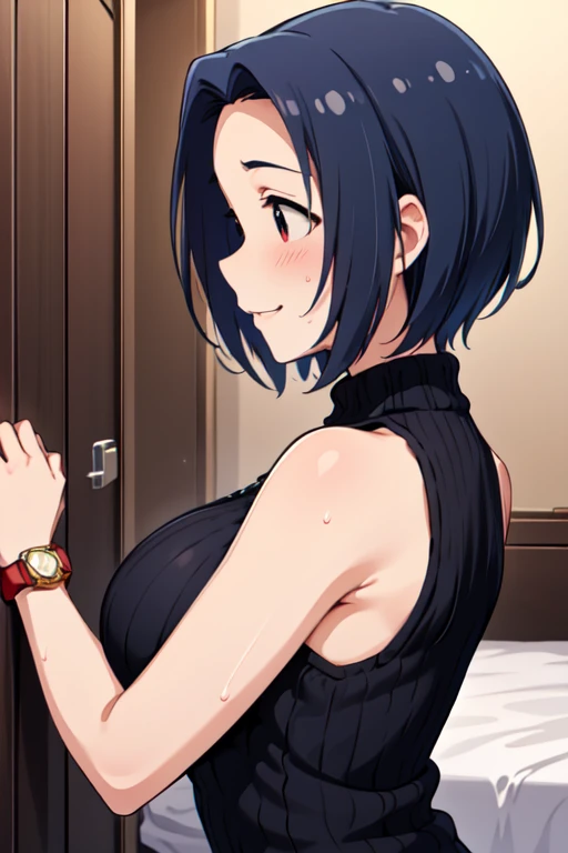 anime girl with black hair,Cat girl , Detailed fanart, by Kamagurka,Wolf tail(Supermarket: 1), in the afternoon, Doctor's suit, Short hair with light brown fringes, Light brown eyes, 1 rapariga, Innocent, (realisticlying), (complexdetails: 1.2), (tmasterpiece, : 1.3), (best qualtiy: 1.4), (hyper HD: 1.2), hyper HD, (Detailed eyes), (detailedfacialfeatures), hdr, 8K分辨率, ( Extremely realistic CG images showing you bending your knees and spreading your legs in a sitting position, Even the smallest muscles and skin texture))),(underboobs exposed:1.3),((cropped shoulders:1.2)),((with her mouth open:1.5,White teeth,Crisp smile)),(Medium chest),(lens flare glow:0.7),back to look back,Busy with inspection reports,on the face,drshe,