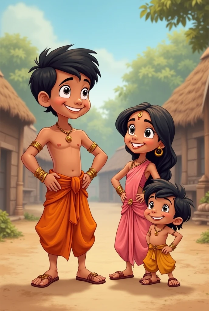 Chotta bheem and indumati and their children from cartoon chotta bheem