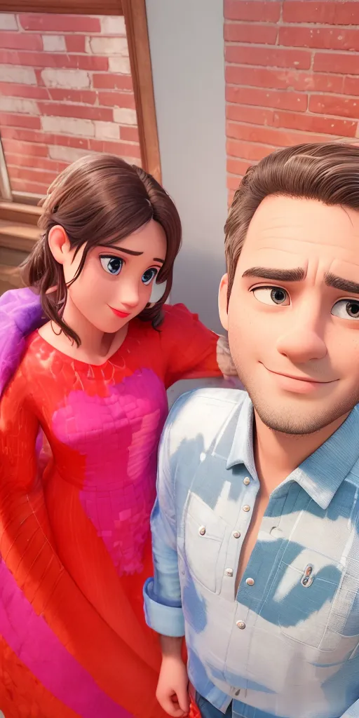 Casal qualidade alta, girl with jeans shirt , men with fluffy red jacket, cute couples, beard men