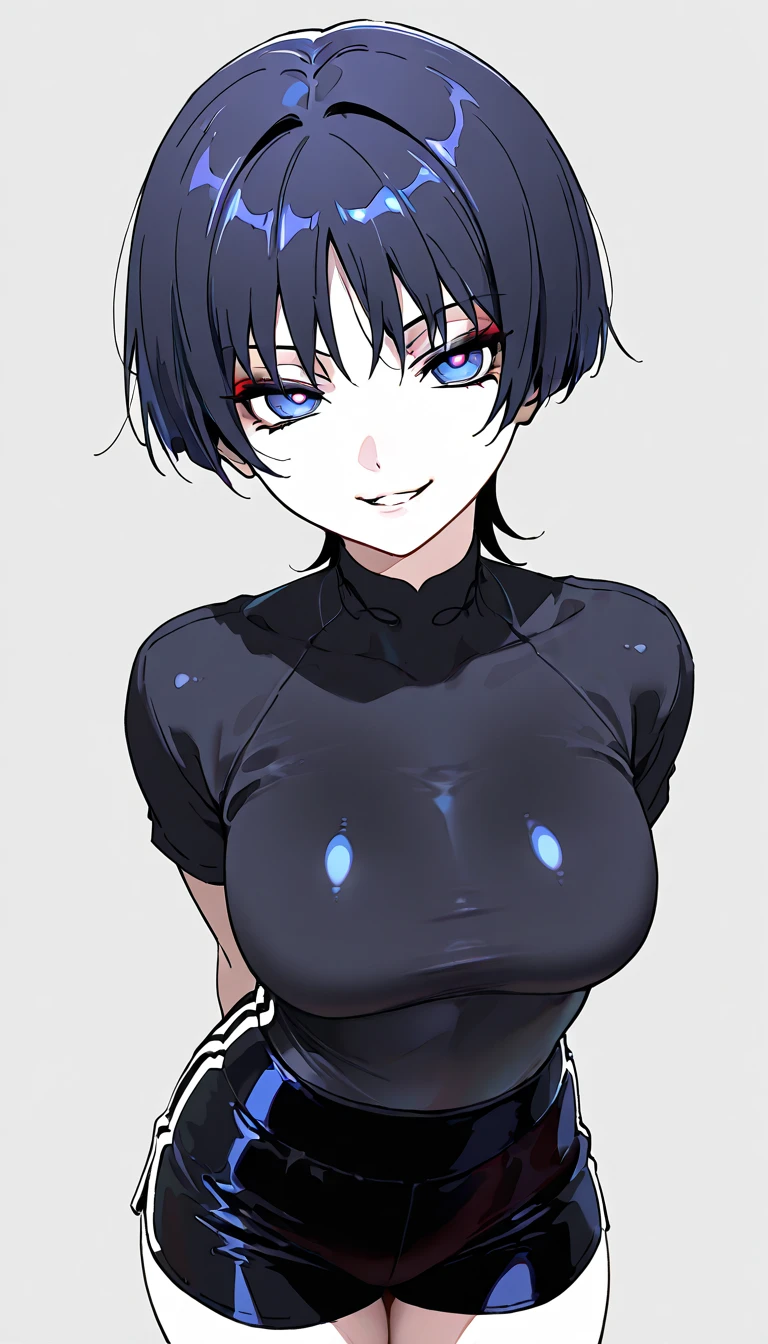 ベットの上でbackを触られる女の子.老人は女の子を手でbackをrub,rub,touch,Follow-up force,back,老人にbackを触られる女の子,girl has black hair,blue eyes,((girl in a black tight suit:1.4)),((老人は女の子のbackを手でtouch:1.4)),blush,smile,smile,tickles,tears,open your big mouth,Sweat,Looks happy,saliva,Feels good,close one eye,