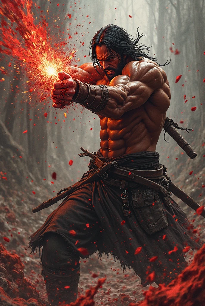 Arrow piercing into the flesh of belly