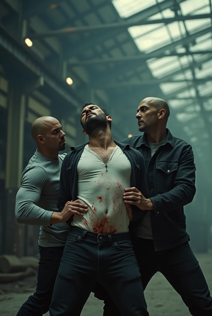 There are many men standing in a prison cell, with a man looking at another in white underwear, prison scene, film screenshot, shot from danis villeneuve movie, action scene from the film, film screenshot, scene from the film live-action, scene from the film, [ theatrical ], in a prison cell, scene from the film Fight Club, still from a Terence Malik film