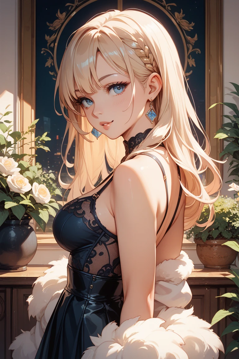 masterpiece,Elegant mature woman, Mature Woman, Long blonde hair, blue eyes, Soft Light, Detailed, 4K resolution, high quality
