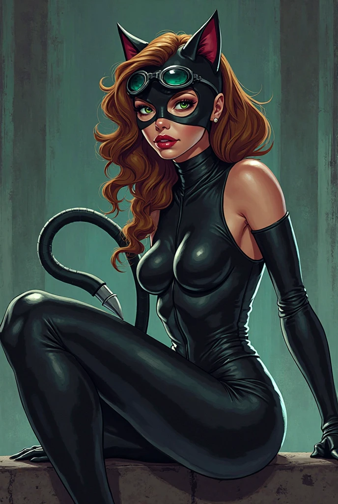 A highly detailed, COMIC Catwoman from DC Comics with exaggerated, large breasts, incredibly detailed skin and eyes, seductive poses, 8K resolution, masterpiece, ultra-detailed, realistic, vivid colors, dramatic lighting, cinematic composition