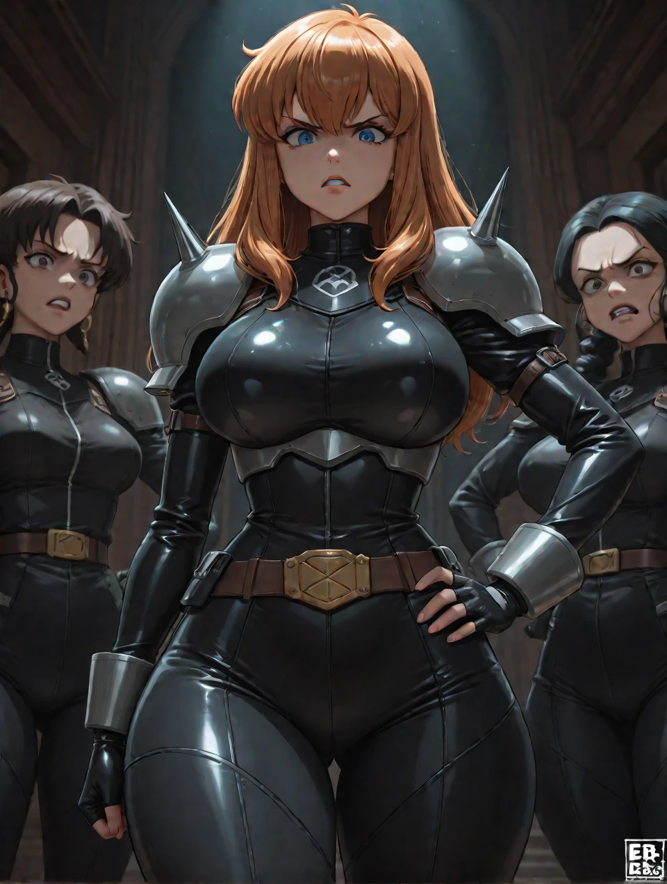 Fantasy, cinematic medium shot, A horde of monsters stands in a circle around a woman with a curvy body, her clothes are torn, she is scared, night, foggy, dark, Masterpiece, Cinematic Lighting, indirect lighting