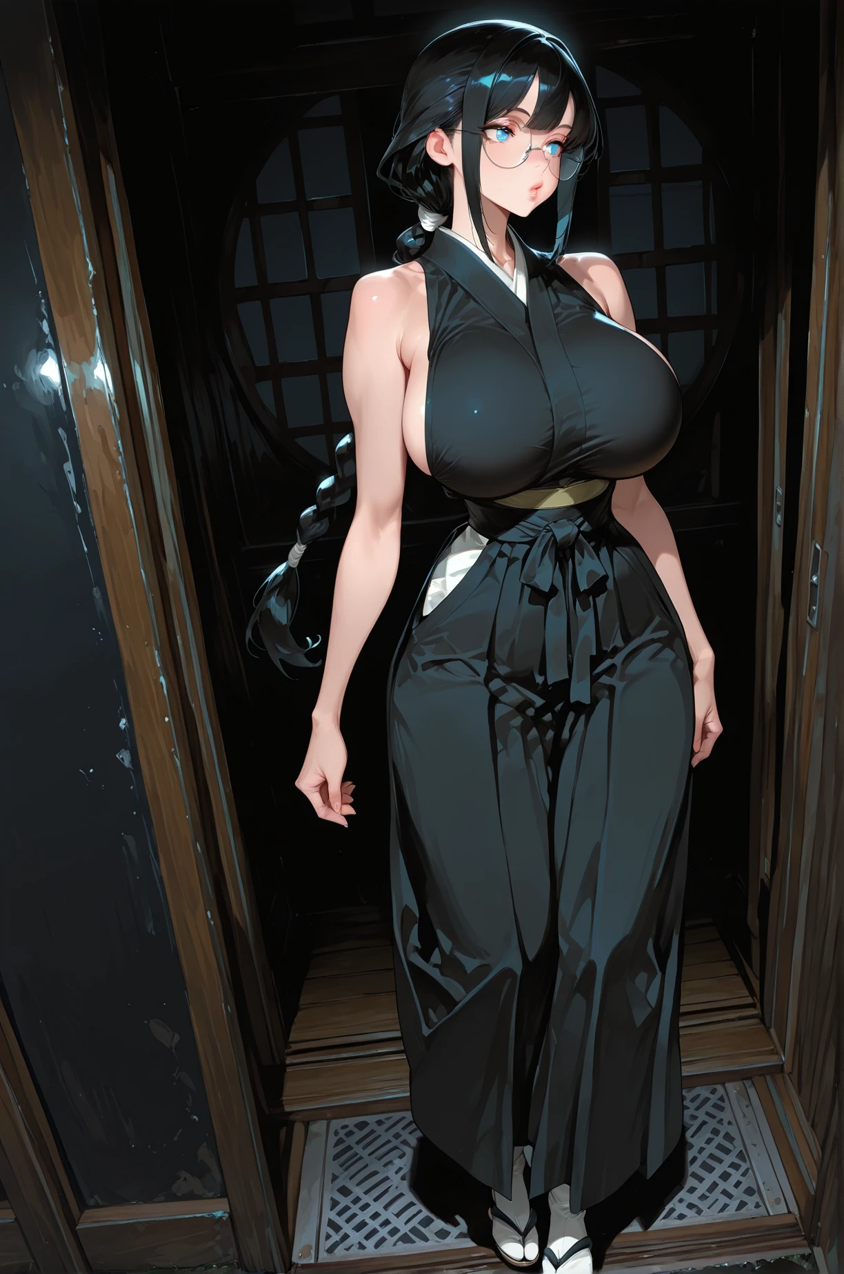 beargirl, tomboy, short hair, musclegirl, curvy, huge breast,kemono mimi,full body suit,kimono, alone, full body suit, village waiting to st, long dress, full clothed,yellow eyes