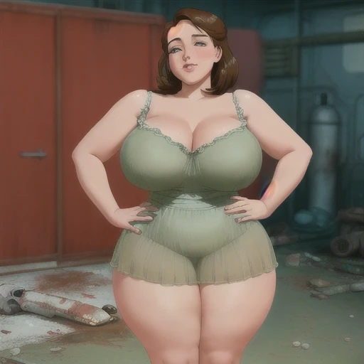 Masterpiece, hi res, absurdres, Best Quality, 4K, detailed, HD , by NTRMAN, solo, mature female, age 40, milf,mother, chubby, bbw, curvy, short stature, shorttack, thick, Big ass,crop top, short skirt, black hair, hair bun,curvy, cleavage, saggy breasts, prominent lips, red lipstick,thick, blushing, olive skin, tanned skin, looking at viewer, tattoos on body, Gyaru, dark skin