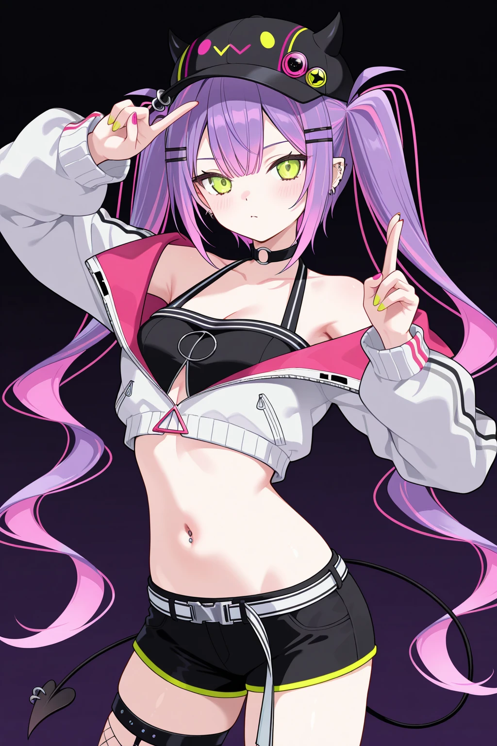 garota de anime, mostrando corpo inteiro, pernas, sedutora, linda, lolita, Capa do álbum Anime Phonk Brain Sick, musica, ondas sonoras, com cores preto neon