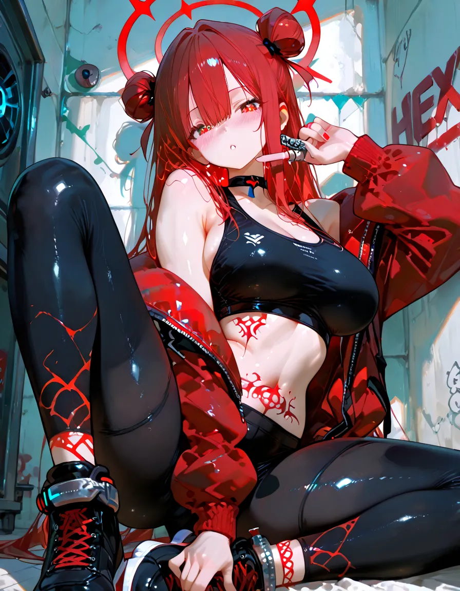 Cybernetics ears equipment,milf,red hair , ponytail hair,sexy black dress,cyber emission eyes,look like normal women, sexyฝ pose, correct anatomy , Bedroom