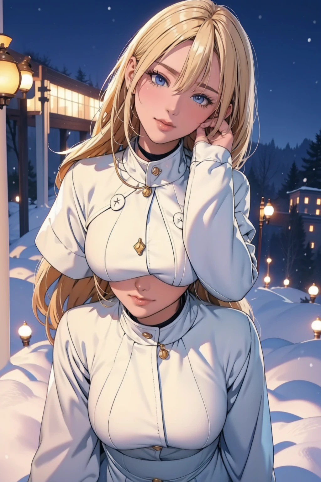 nsfw:1.1, high resolution:1.7, incredibly absurdres, kawaii:1, cute:1.5, hires.fix,anime visual:1,incredibly fine illustration,8k,masterpiece:1.2,best quality, high quality, exquisite, beautiful,insanely detailed, intricate detailed, extremely detailed, Super Definition,ultra high res, Super Resolution, best aesthetic, ultra detailed:1.5,best quality, perfect face, detailed face, masterpiece:1.2, illustration:1.2, 8k cg wallpaper, stunning art,absurdres,octane render,ultra hires, 1womanl，18yo，MILF，Bigchest，Raised sexy，Pornographic exposure， solo，Beauty contests，standing on your feet（Background with：aerodrome，snow mountains，Planes，at winter season，Blizzarding，Big snowflakes）in an airplane， She has long blonde hair，Long hair flutters in the wind，Redlip，Snow-white skin，dynamicposes，Sweat profusely，drenched all over the body，seen from the front， hair straight， mostly cloudy sky，（（（tmasterpiece），（Very detailed CG unity 8K wallpaper），best qualtiy，cinmatic lighting，detailed back ground，beatiful detailed eyes，Bright pupils，（Very fine and beautiful），（Beautiful and detailed eye description），Blue eyes，Redlip，ultra - detailed，tmasterpiece，）），facing at camera，（The upper part of the body），A high resolution，ultra - detailed），revealing breasts，Bare genitalia， Bulge，legs are open，sexyposture，Camel toes，Flushed complexion，Open-mouthed，frontage，air force，military hat（Wearing：Red transparent Air Force shirt，Large colored bow tie，，Gold wire embroidery，Black suspenders，Bare breasts）