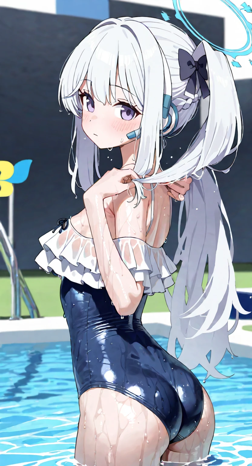 highest quality,wonderful,finely,extremely detailed CG Unity 8K wallpaper, (1 girl,wavy hair, blue eyes,medium hair), (small breasts:1.2), (school swimsuit:1.1), (bare shoulders:1.1), (clavicle:1.1), (semen:1.2), (loli:1.2),(sperm:1.2), (zettai ryouiki:1.2),(constriction:1.2), (Are Standing:1.2),(Nipples),(Nipples visible),  ((cum,sperm,semen)),(((cum on face))),((ejaculation semen)),((ejaculation cum)),(((bukkake))),purple hair,arms up,armpit,locker room,(((cum on body)))