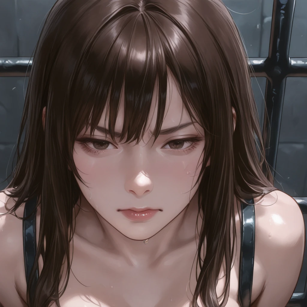 wrestling stage,peeing:1.2,((masterpiece:2.0, best quality)), ((ultra high res)), (photo realistic:1.4), 8k, absurdres, sharp focus, super detailed skin,photo of a beautiful 20 y.o Japanese girl, nude,(detailed_face:1.2), best quality, masterpiece, (realistic:1.2), brown hair, brown eyes,short bob cut:1.2,(blunt bangs:1.2),detailed face,sexy, unity 8k wallpaper, beautiful eyes, best quality, Front view, detailed face, beautiful eyes, masterpiece, (solo:1.1), perfect face, (front lighting:1.5),beautiful detailed eyes, extremely detailed face,evil smile, (masterpiece, best quality, intricate:1.3), (photo realistic:1.5),beautiful white skin:1.2,oiled skin:1.2,
BREAK
(peeing:1.2),urine on the ground, ankle cuffs, bondage, bound, bound ankles, bound wrists, chain, chained, choker, cuffs, handcuffs, leash, peeing,squirting, metal collar, metal reflection, realistic, photo realistic, skin texture, skin pores, metallic luster, nipples, restrained, shackles, solo, standing, full body, nude, parted lips, pussy, armpits, arms up, (flat chest:1.3),