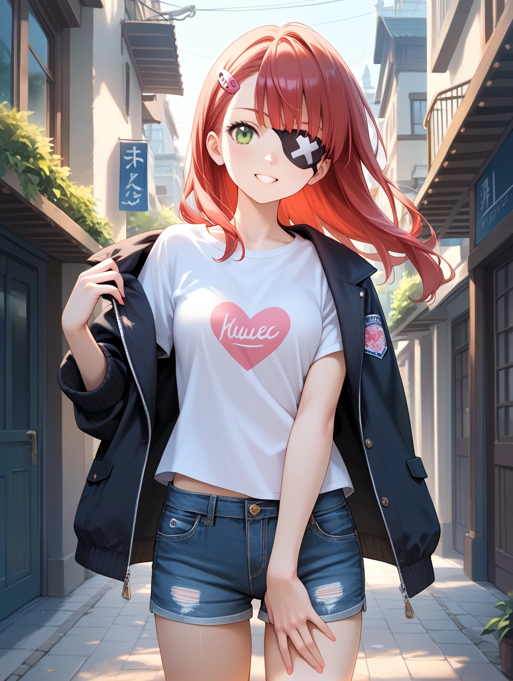 Nino Nakano riendo ,Pose sexy,Ropa cortada,Heart in hands,bosque